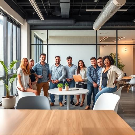 Groepsfoto van het Lumina Design Studio team in een moderne kantoorruimte.